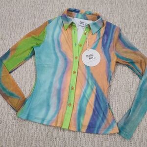 NEW Princess Polly Jolene Top Sz 6 Long Sleeves Multi Color 70's 80's GroovyBlu